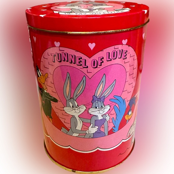 VTG 1990 LOONEY TUNES BUGS BUNNY BRACHS VALENTINE TIN WARNER BROS no chocolate - Picture 1 of 11